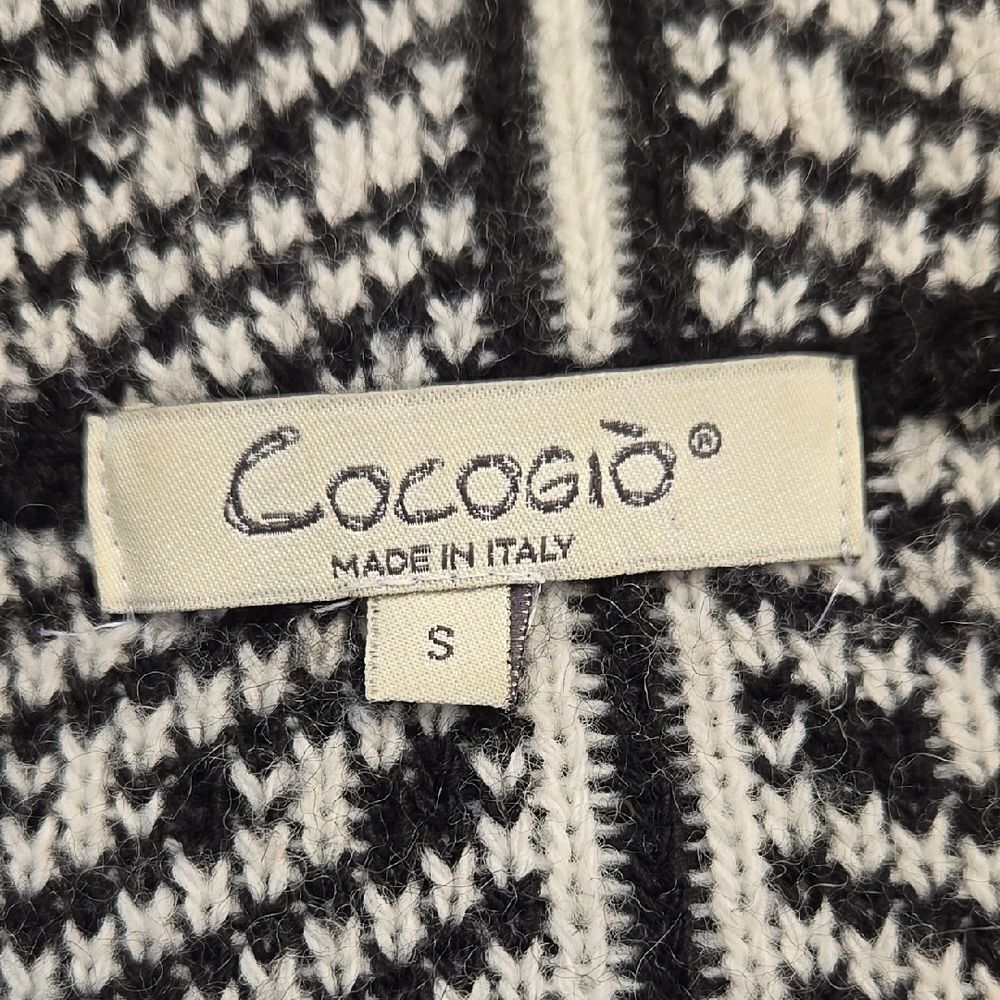 Cocogio Italy Navy White Geometric Knit Coatigan Longline Cardigan Size S - Picture 4 of 16